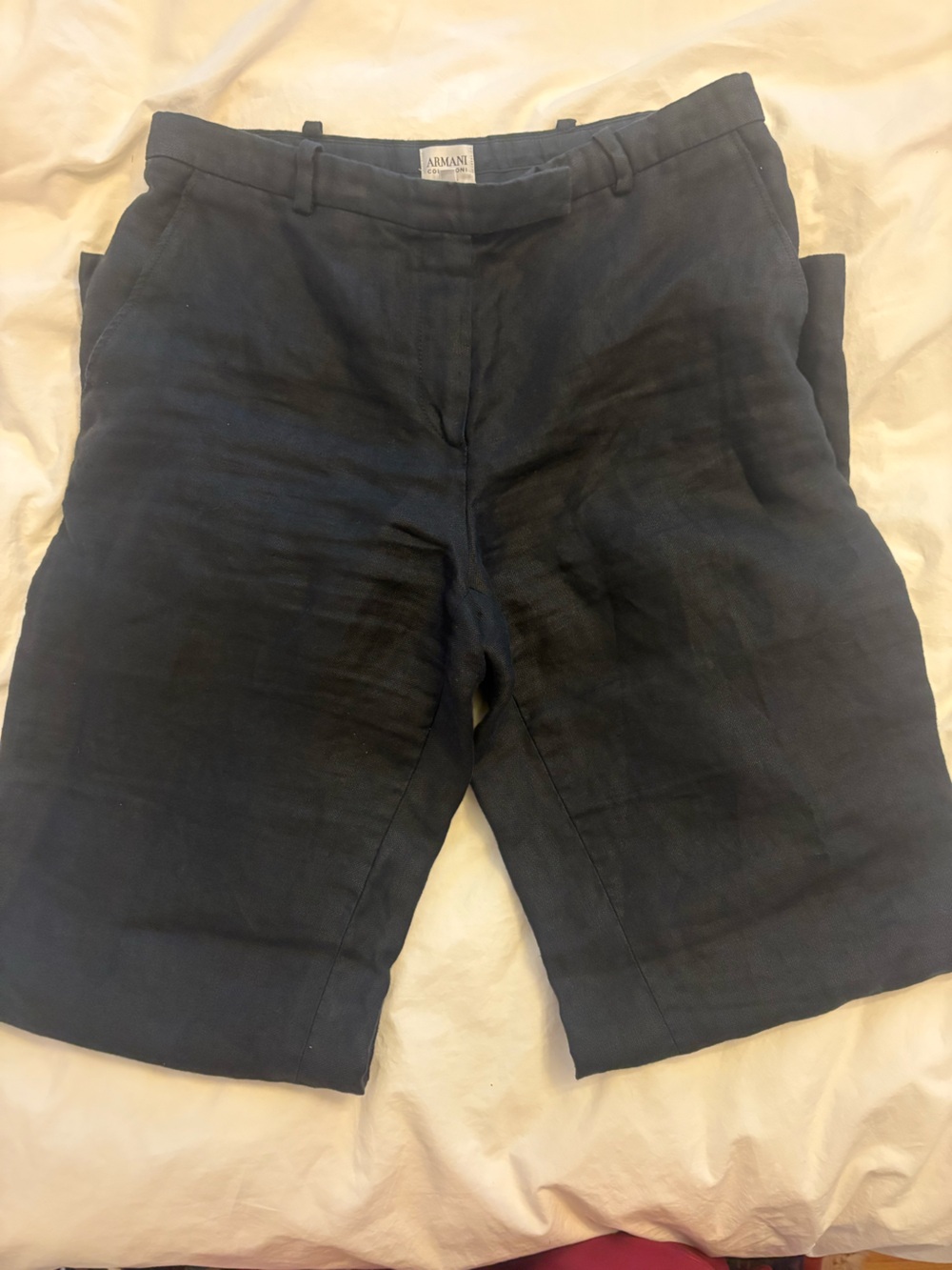 Armani Collezioni Black Wide Leg Linen Pants